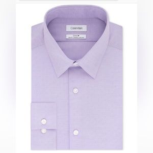 CALVIN KLEIN Steel+ slim fit stretch non iron dress shirt purple 15 1/2 32/33